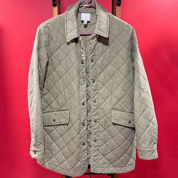 Joie Quilted Olive Green Barn Utility Oversized Jacket - Picture 2 of 7